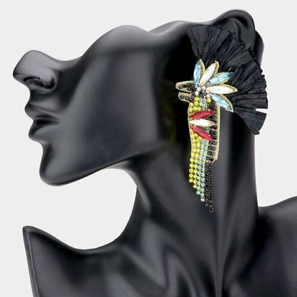 Parrot Bird Raffia Multi Stone Earrings - Picture 10 of 10